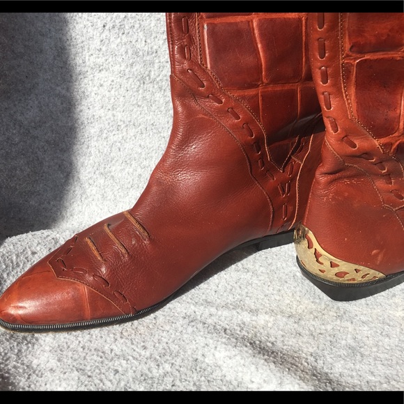 Nextcetera Italian leather, mock croc cowboy boots - Picture 3 of 5